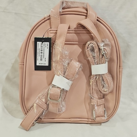 Badgley Mischka Mini Studded Backpack Quilted- Blush NWT - Picture 4 of 7